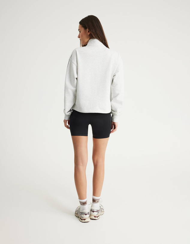 Upstate - Terry Funnel Neck Half Zip Sweat Top - Grey Marle