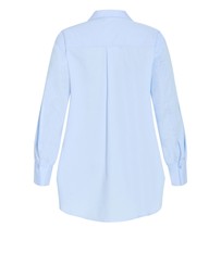 City Chic - Plus size Chiara Cotton Longline Shirt - ice blue