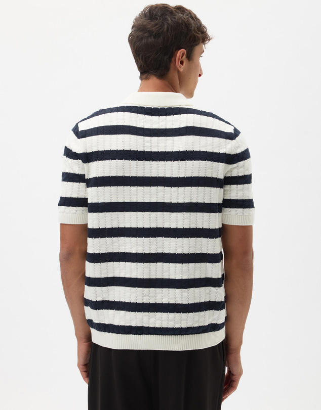 AERE - Stripe Cotton Knit Polo