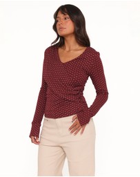 Petal & Pup - Brooklyn Crossover Top - Burgundy Floral