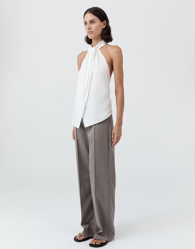 St. Agni - Oxford Halter Tie Back Top
