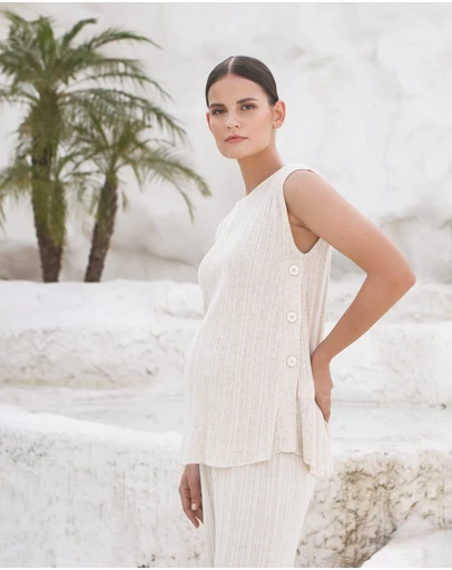 Soon Maternity - Collette Linen Knit Feeding Tank