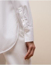 Trenery - Cotton Poplin Long Sleeve Shirt in White