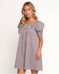 Petal & Pup - Kennedy Smock Mini Dress - Chocolate Gingham