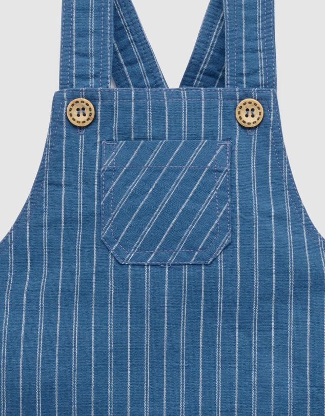 Purebaby - Linen Blend Striped Overall-Kids-Babies
