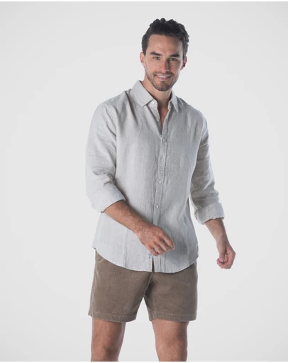 Coast Clothing - Long Sleeve Linen Shirt in Natural Sand