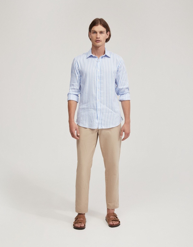 Oxford - Fergus Linen Striped Shirt