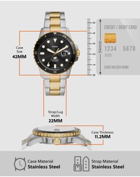 Fossil - Fossil Blue Dive Two Tone Analogue Watch