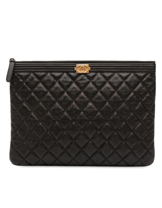 Pre-Loved by Azura Reborn - Pre-Loved Medium Quilted Caviar Boy O Case Clutch