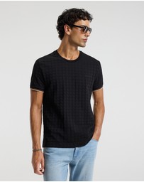 Calibre - Stripe Trim Jacquard T-shirt Black