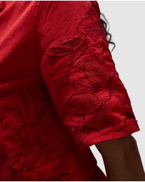 TOPSHOP - Co-Ord Cutwork Crop Shirt