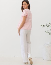 Angel Maternity - Brigitte Maternity Linen Blouse Top - Pink