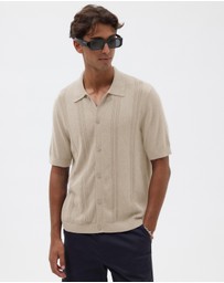 AERE - Silk Blend Textured Stripe Knit Shirt