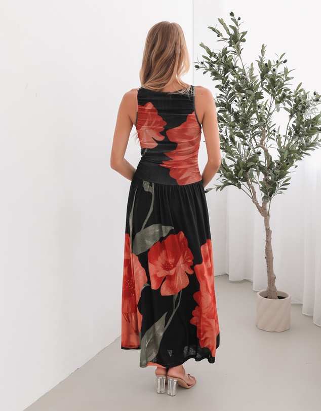 Esther & Co - Balayage Dress - Black Floral