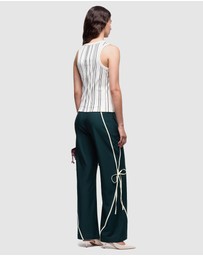 Laagam - Striped Embroidered Logo Top