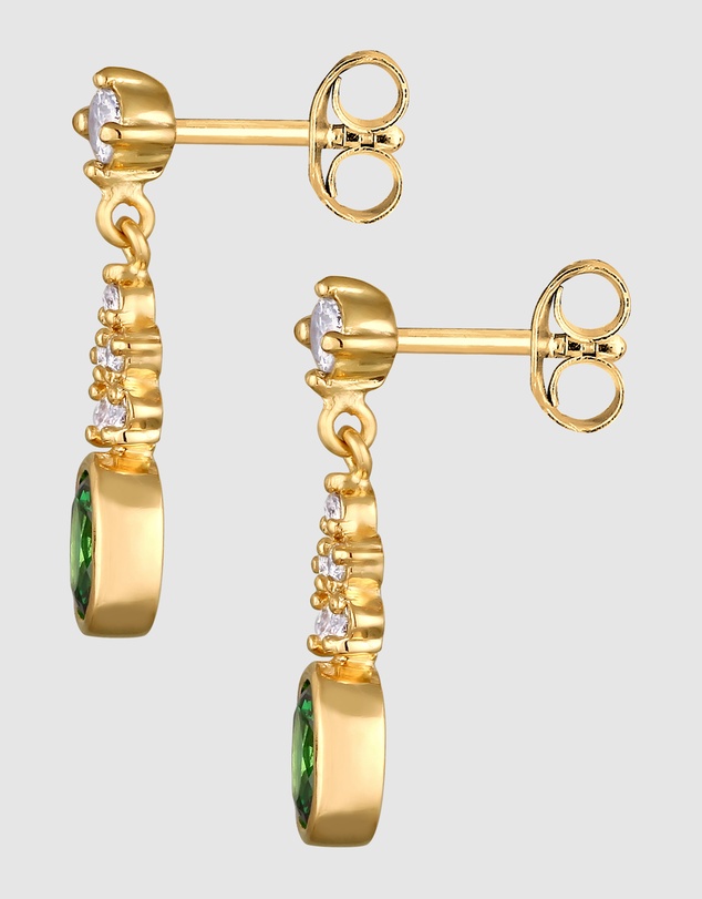 Elli Jewelry - Zirconia Stud Earrings in Gold-Plated 925 Silver