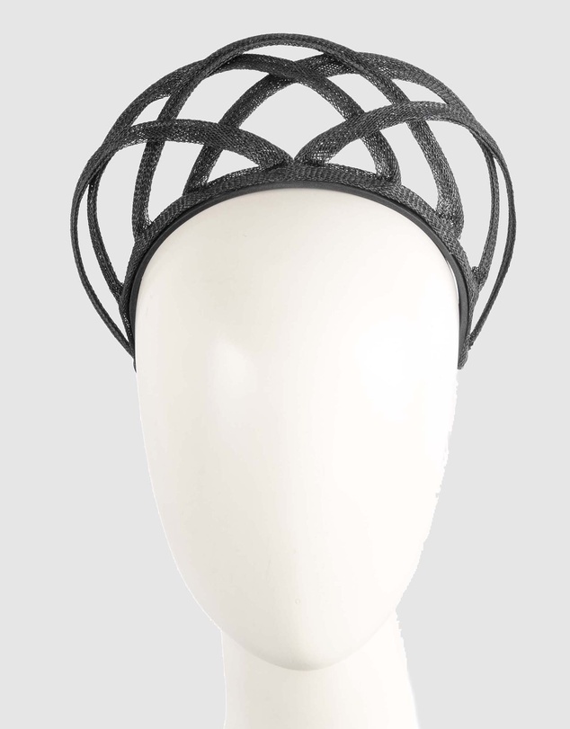 Max Alexander - Black Pleated Crown Fascinator