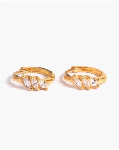 Lovisa - Gold Plated Sterling Silver Cubic Zirconia Four Stone Huggie Earrings