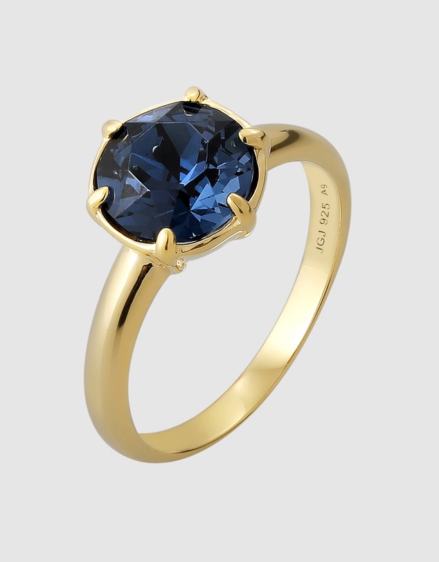 Elli Jewelry - Midnight Crystal Ring in Gold-Plated 925 Silver