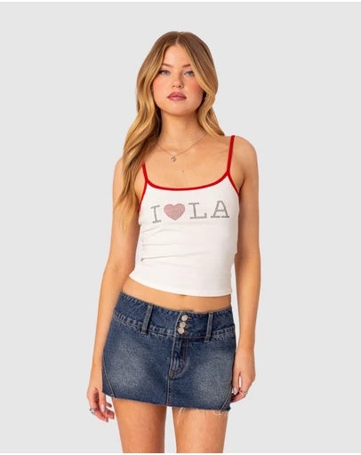 EDIKTED - LA Lover rhinestone tank top