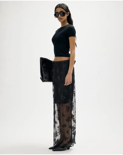 Minima Esenciales - Ninon Beaded Lace Maxi Skirt