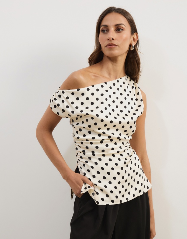 Atmos&Here - Lowen Satin Off Shoulder Top