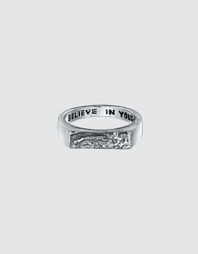 Haze & Glory - ICONIC EXCLUSIVE - Rough Bar Signet Ring in Oxidised 925 Silver