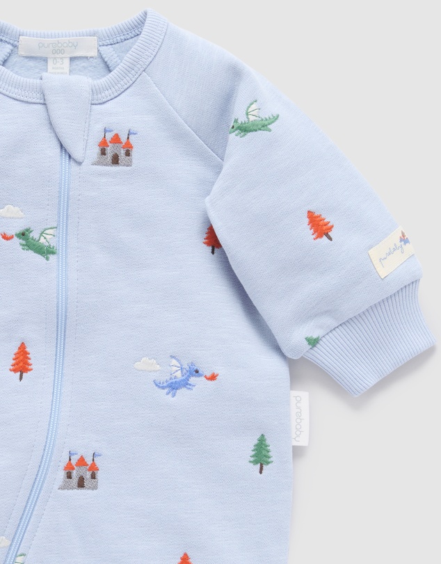 Purebaby - Embroidered Fleece Growsuit -Kids-Babies