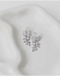 The White Collection - Eva - Elegant Silver Bridal Earrings