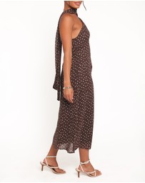 Petal & Pup - Elva Halterneck Midi Dress - Brown Polka Dot