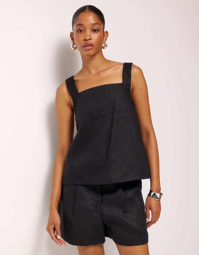 AERE - Straight Neck Tie Back Top