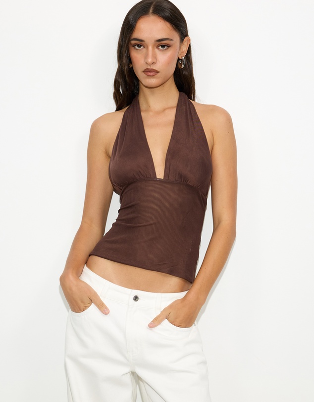 Dazie - Waves Mesh Halter Top