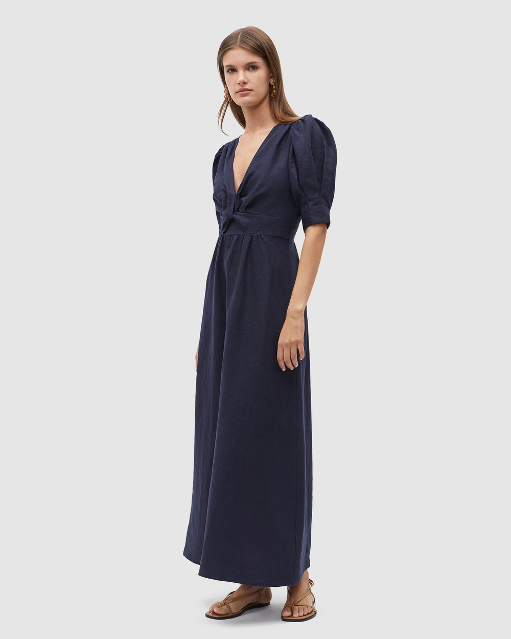 chinese dress ladies The Avery Twist Front Linen Midi Dress  orianalifestyle.com