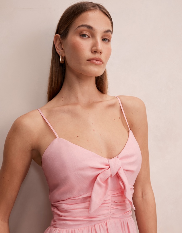 Forever New - Isabella Tie Front Linen Midi Dress