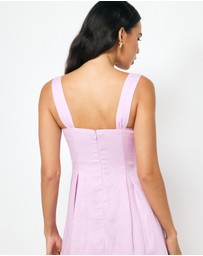 AERE - Inara Pleated Linen Midi Dress
