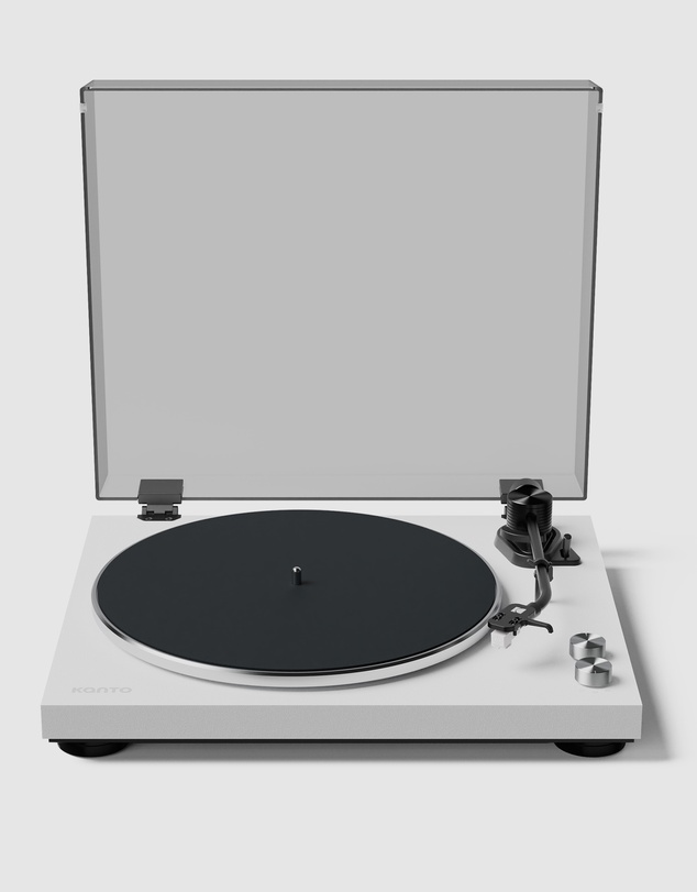 iWorld - Kanto OBI3 Turntable with Bluetooth 5.3, Preamp, and Pitch Control - Matte White