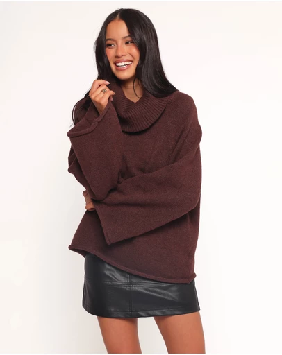 Petal & Pup - Bindy Cowlneck Knit Sweater - Brown
