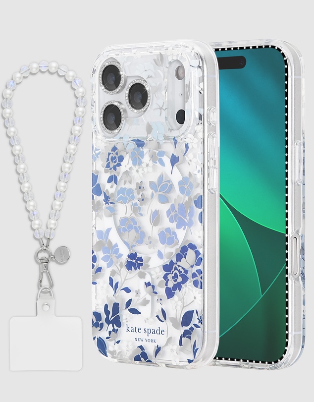 Kate Spade - Kate Spade Flowerbed Blue MagSafe Charm Bundle for iPhone 17 Pro Max