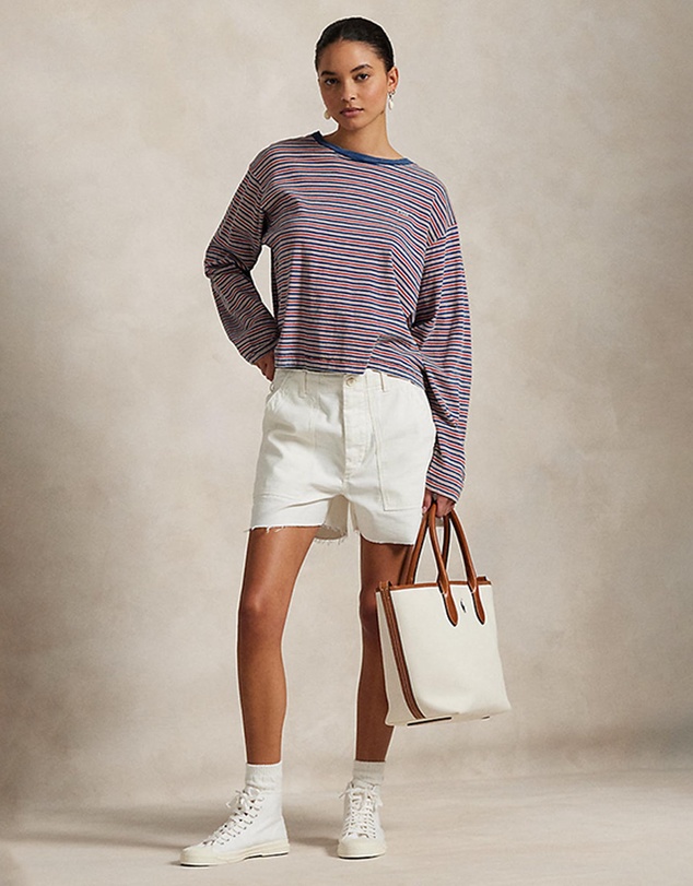 Polo Ralph Lauren - Striped Jersey Cropped Long-Sleeve Tee