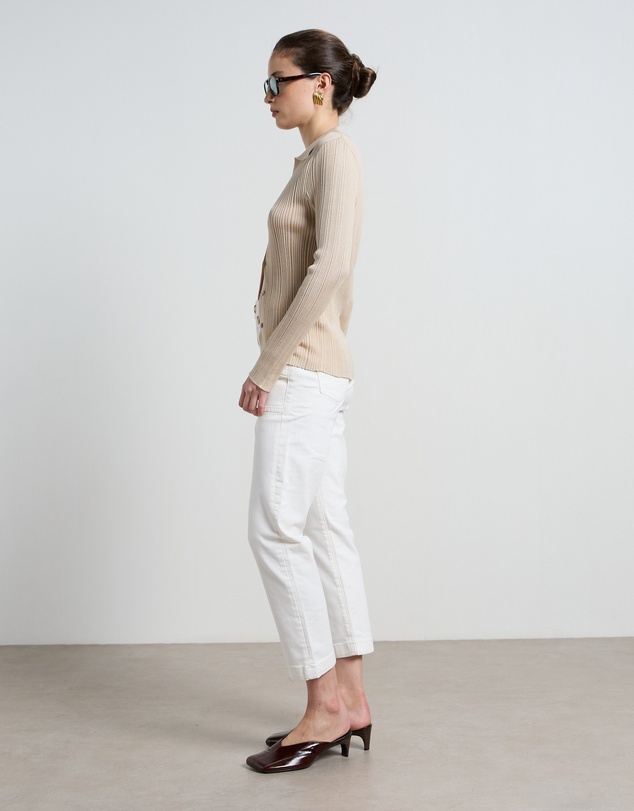 DRICOPER DENIM - Stella Stretch High Waisted Ivory Trousers