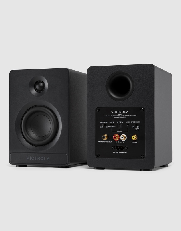 Victrola - Victrola Tempo Bookshelf Speakers - Black