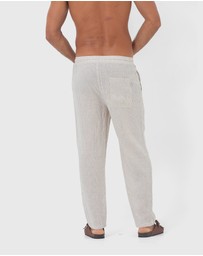 Coast Clothing - St. Tropez Linen Pant - Sand Stripe