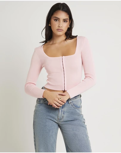Alice In The Eve - Quinn Hook & Eye Long Sleeve Knit Top