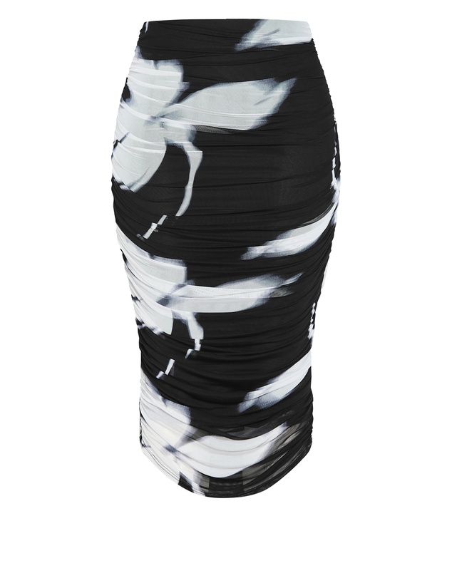 City Chic - Plus Size Dana Blur Print Mesh Skirt - black