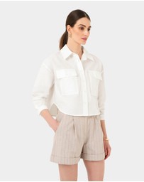 Forcast - Kyla Crop Pocket Shirt