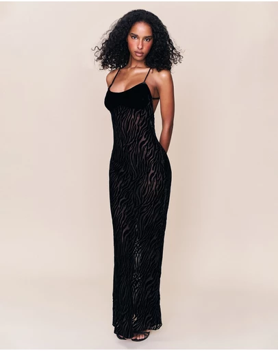 Guizio - Burnout Velvet Maxi Dress