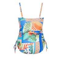City Chic - Plus Size Positano Print 1 Piece - blue