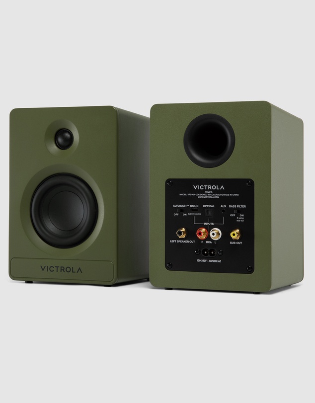 Victrola - Victrola Tempo Bookshelf Speakers - Green
