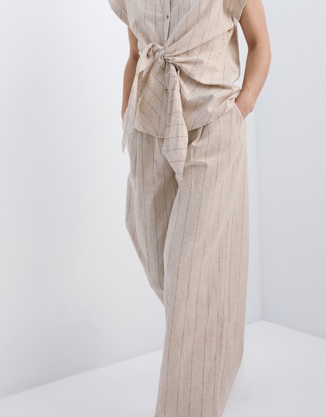 M.N.G - Pinstripe Linen Trousers