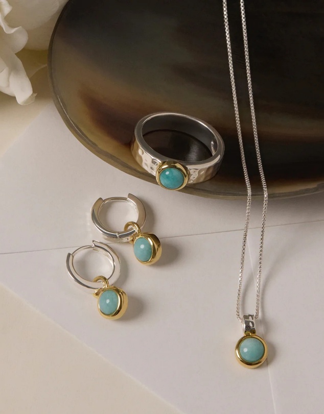 Najo - Solace 2-Tone Amazonite Huggie Earring